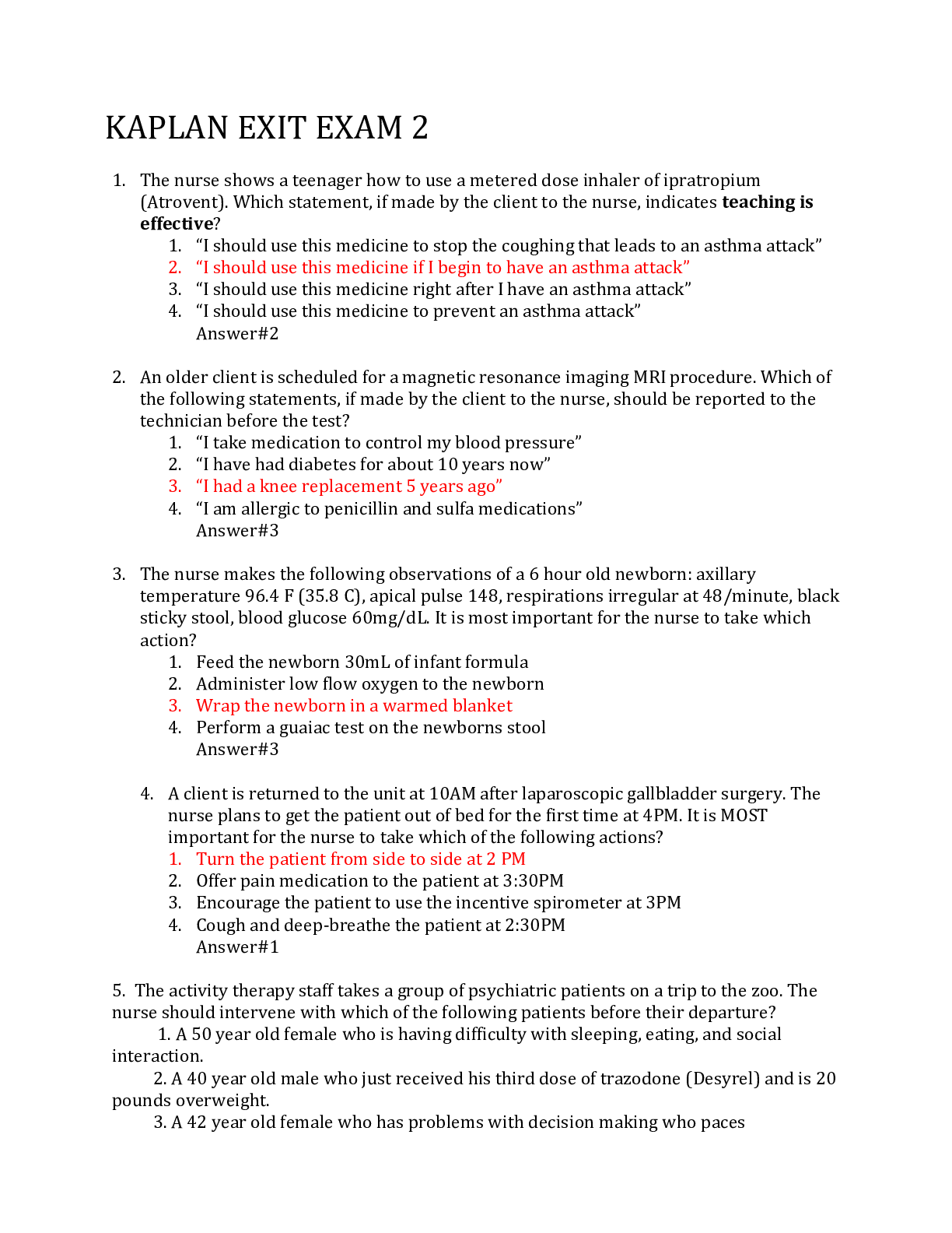 Preview image of KAPLAN EXIT EXAM 2 document